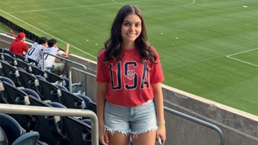 North Central College alumna Olivia Hurt at Soldier Field.